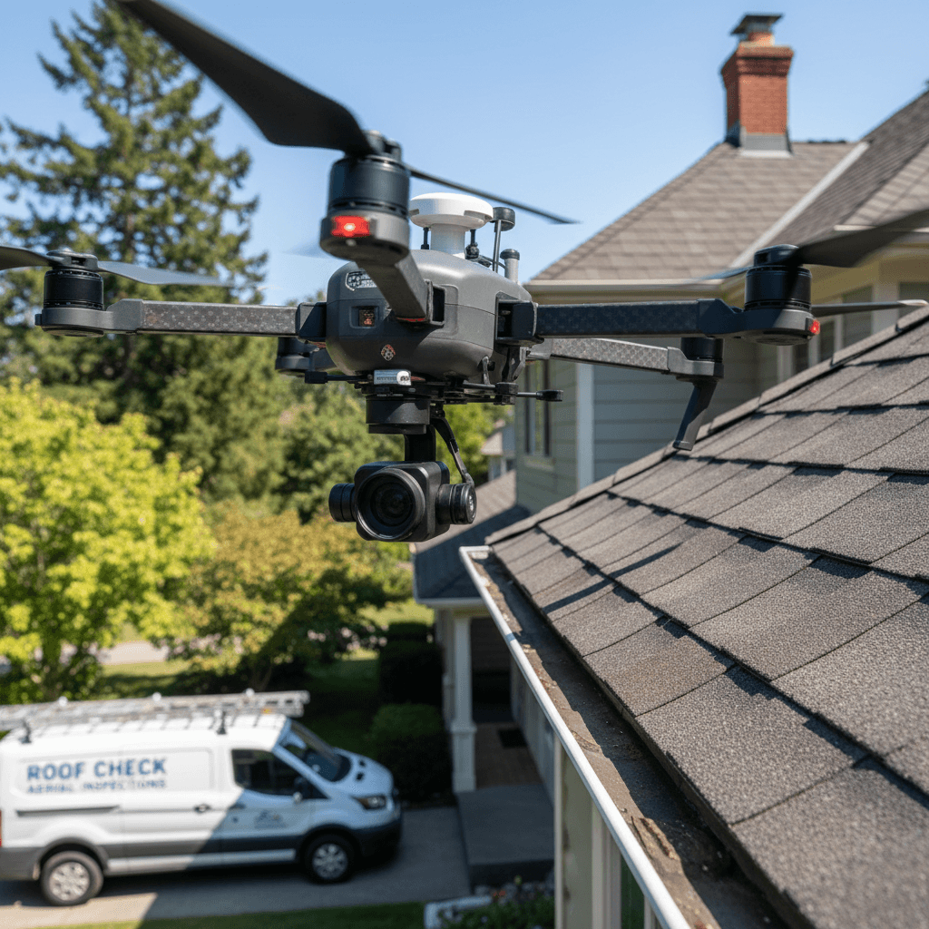 DroneX27 drone conducting roof inspection